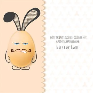 Color Easter card with realistic eggs and hand-drawn elements. Illustrazione stock