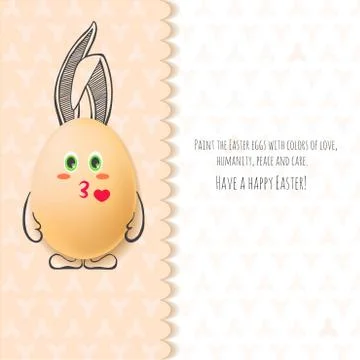 Color Easter card with realistic eggs and hand-drawn elements. Illustrazione stock