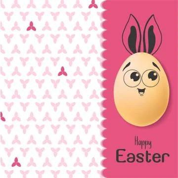 Color Easter card with realistic eggs and hand-drawn elements. Illustrazione stock