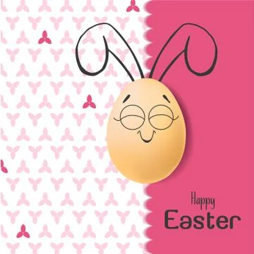 Color Easter card with realistic eggs and hand-drawn elements. Illustrazione stock