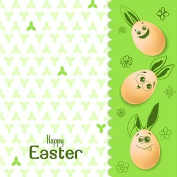 Color Easter card with realistic eggs and hand-drawn elements. Illustrazione stock