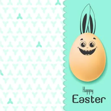 Color Easter card with realistic eggs and hand-drawn elements. イラスト素材