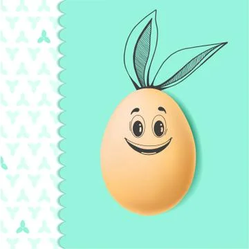 Color Easter card with realistic eggs and hand-drawn elements. Illustrazione stock