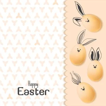 Color Easter card with realistic eggs and hand-drawn elements. Illustrazione stock