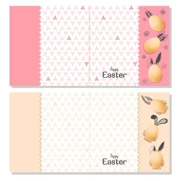 Color Easter card with realistic eggs and hand-drawn elements. Stock Illustration