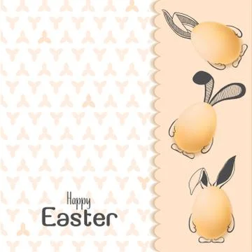 Color Easter card with realistic eggs and hand-drawn elements. Stockillustratie