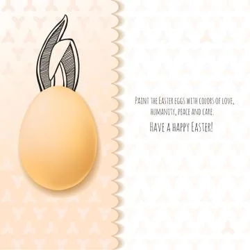 Color Easter card with realistic eggs and hand-drawn elements. Illustrazione stock