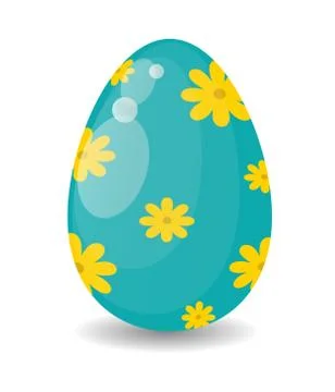 Color easter egg cartoon spring decoration and food symbol flat vector Stock Illustration