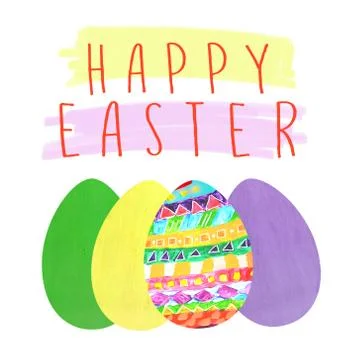 Color Easter eggs on white background. Stock Illustration