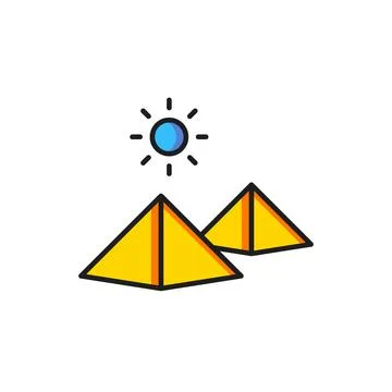Color Egypt pyramids icon isolated on white background. Symbol of ancient E.. Stock Illustration
