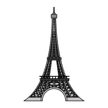 Color eiffel tower architecture from paris france Illustrazione stock