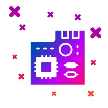 Color Electronic computer components motherboard digital chip integrated science イラスト素材