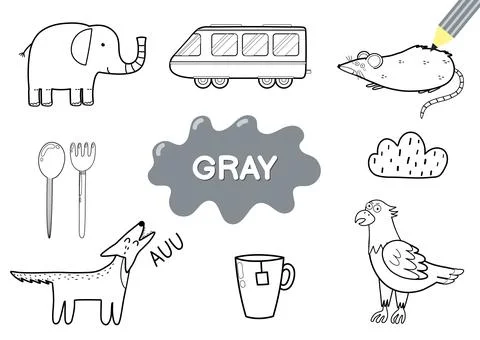 Color the elements in gray. Coloring page for kids. Educational material Stock Illustration