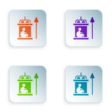 Color Elevator for disabled icon isolated on white background. Set colorful Stock Illustration