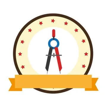 Color emblem of compass with pencil Stock Illustration