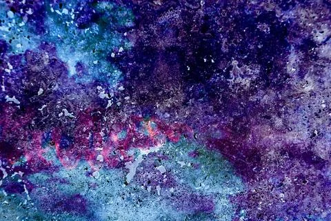 Color-enhanced image of corroded surface with psychedelic hues of purple, Stock Photos
