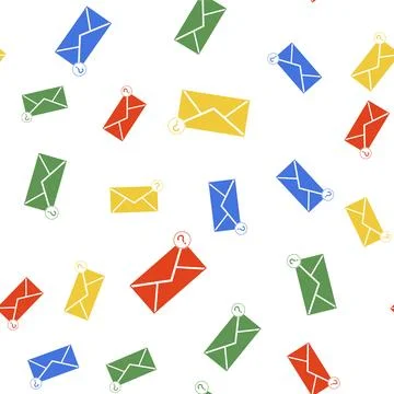 Color Envelope with question mark icon isolated seamless pattern on white Illustrazione stock