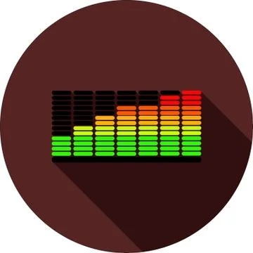 Color equalizer icon with shadow on a circle of dark red color, vector Stock Illustration