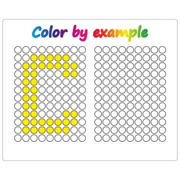 Color by example. Learning alphabet, letters. worksheet for preschool childre Stock Illustration