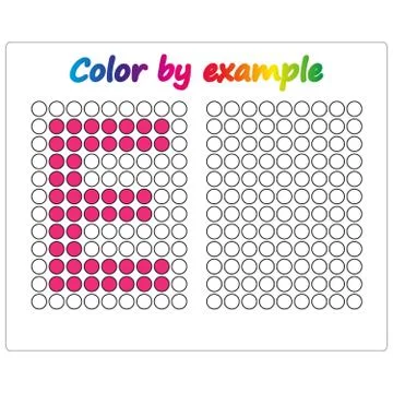 Color by example. Learning alphabet, letters. worksheet for preschool childre Stock Illustration