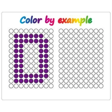 Color by example. Learning alphabet, letters. worksheet for preschool childre Stock Illustration