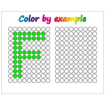 Color by example. Learning alphabet, letters. worksheet for preschool childre Stock Illustration