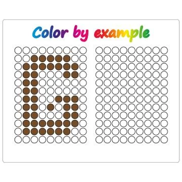 Color by example. Learning alphabet, letters. worksheet for preschool childre Stock Illustration