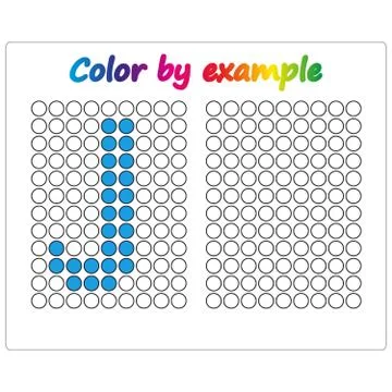Color by example. Learning alphabet, letters. worksheet for preschool childre Illustrazione stock