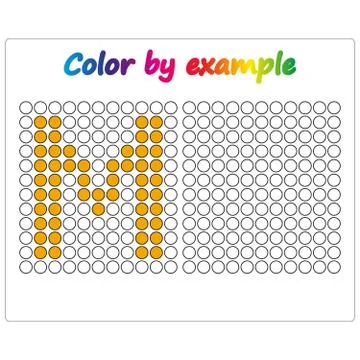 Color by example. Learning alphabet, letters. worksheet for preschool childre Stock Illustration