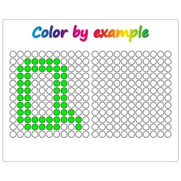 Color by example. Learning alphabet, letters. worksheet for preschool childre Stock Illustration