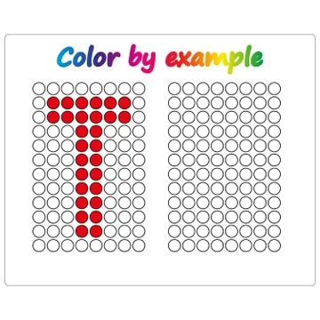 Color by example. Learning alphabet, letters. worksheet for preschool childre Stock Illustration