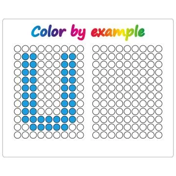 Color by example. Learning alphabet, letters. worksheet for preschool childre Illustrazione stock
