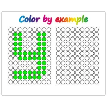 Color by example. Learning alphabet, letters. worksheet for preschool childre Stock Illustration