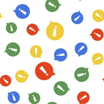 Color Exclamation mark in circle icon isolated seamless pattern on white Stock Illustration