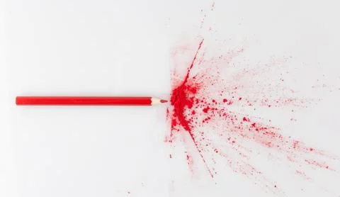 Color exploding from red pencil Foto stock