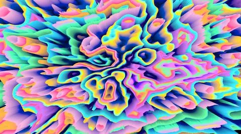 Color explosion. 3d paint splash. Neon glow. Futuristic. Surreal texture. Stock-Illustration