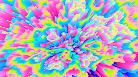 Color explosion 3d. Paint splash 3d wallpaper. Multicolor glow. Stock-Illustration