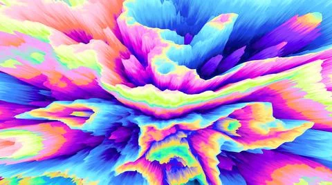 Color explosion 3d. Paint splash. Abstract 3d wallpaper. Multicolor glow. Neon. Stock-Illustration