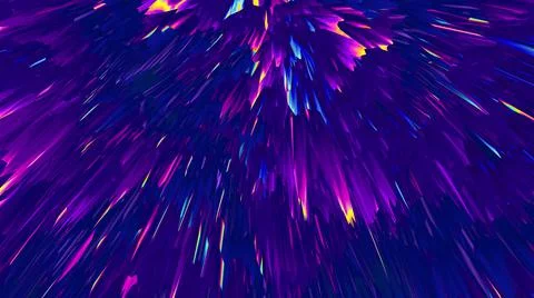 Color explosion. Paint splash 3d wallpaper. Glitch neon glow. Fluorescent. Stock-Illustration