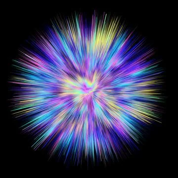 Color explosion. Paint splash. Abstract shape. Multicolor glow. Neon fractal. Stock-Illustration