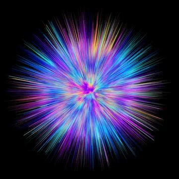 Color explosion. Paint splash. Abstract shape. Multicolor glow. Neon fractal. Stock-Illustration