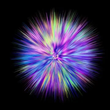 Color explosion. Paint splash. Abstract shape. Multicolor glow. Neon fractal. Stock-Illustration
