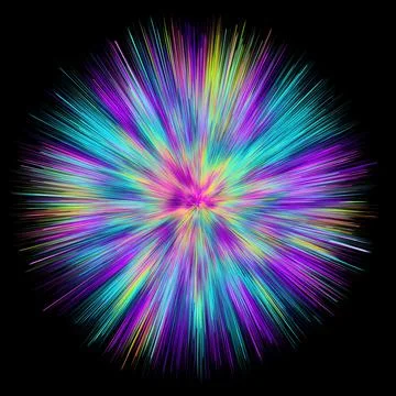Color explosion. Paint splash. Abstract shape. Multicolor glow. Neon fractal. Stock-Illustration