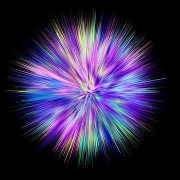 Color explosion. Paint splash. Abstract shape. Multicolor glow. Neon fractal. Stock-Illustration