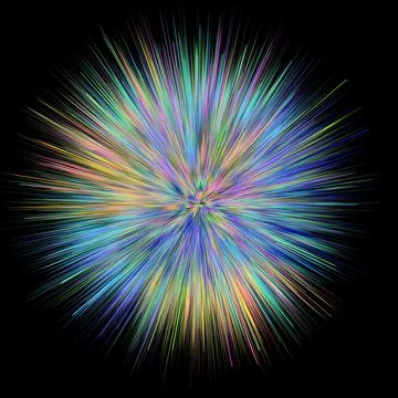 Color explosion. Paint splash. Abstract shape. Multicolor glow. Neon fractal. Stock-Illustration