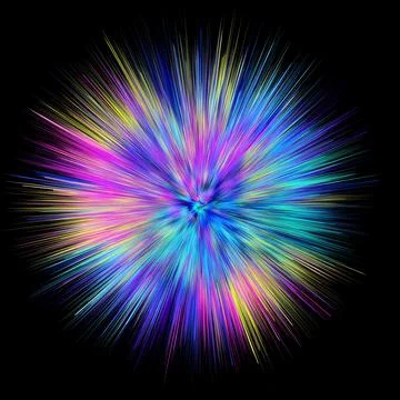 Color explosion. Paint splash. Abstract shape. Multicolor glow. Neon fractal. Stock-Illustration