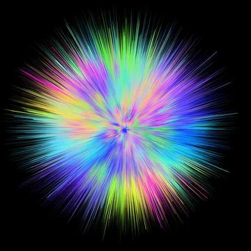 Color explosion. Paint splash. Abstract shape. Multicolor glow. Neon fractal. Stock-Illustration