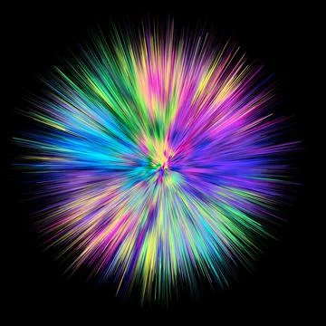 Color explosion. Paint splash. Abstract shape. Multicolor glow. Neon fractal. Stock-Illustration