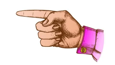 Color Female Hand Pointer Finger Showing Gesture Vector Stock Illustration