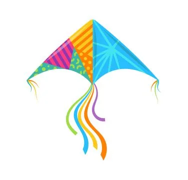 Color festive paper kite with triangular sections Illustrazione stock